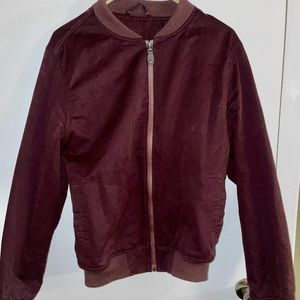 Burgundy oxblood red Waxed canvas Cotten bomber jacket medium New